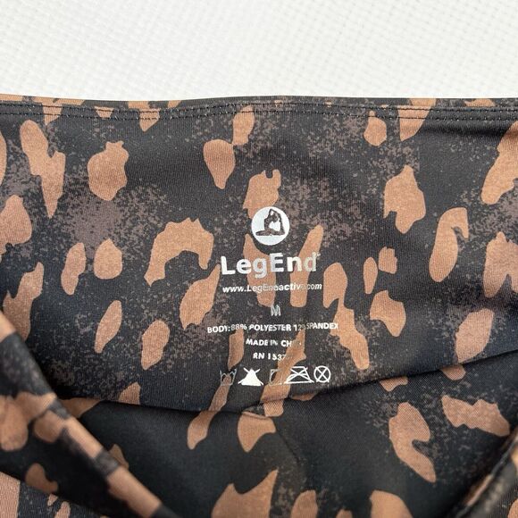 LegEnd Active Leggings Cheatah Print Women’s Size Medium Brown Black Gym Workout - Picture 6 of 10